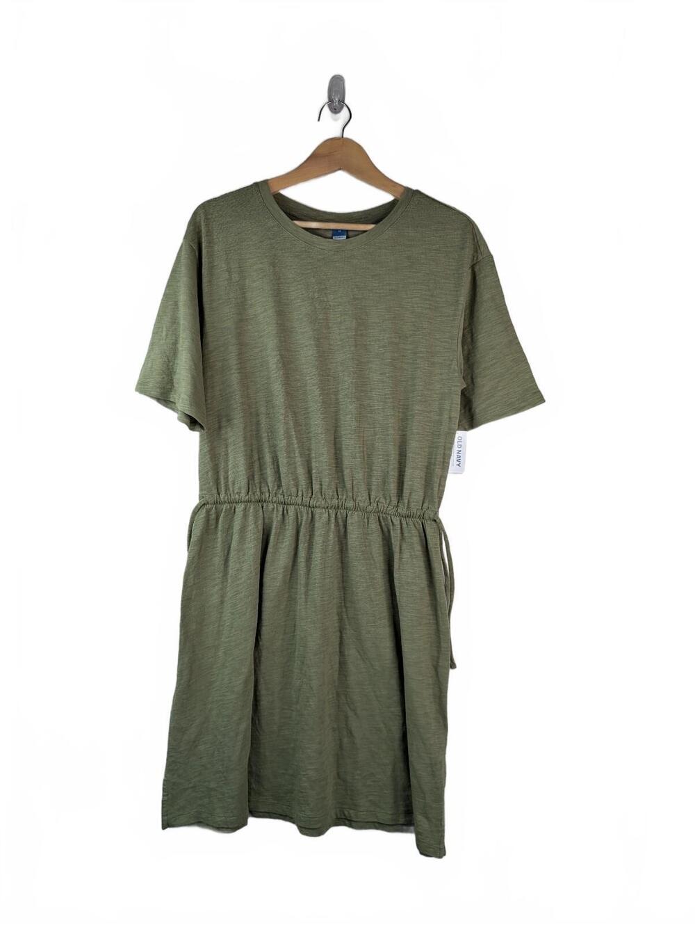 NWT Old Navy Olive Green Short Sleeve Mini Dress w/ Cinched Drawstring Size M